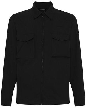 Calvin Klein Lifestyle Cotton Long Sleeve Overshirt - Black
