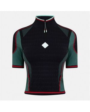 CASABLANCA Zipped Long Sleeve T-Shirt - Black