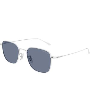 Montblanc Mb0477Sa Rectangle Sunglasses - Blue