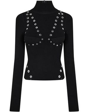 Off-White c/o Virgil Abloh Eylts Mock Neck Viscose Long Sleeve Embellished Jumper - Black