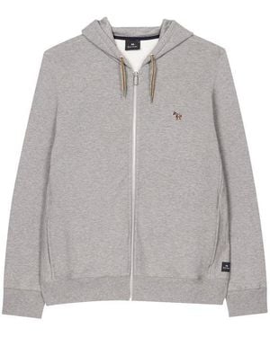 Paul Smith Full-Zip Zebra Logo Hoodie - Grey