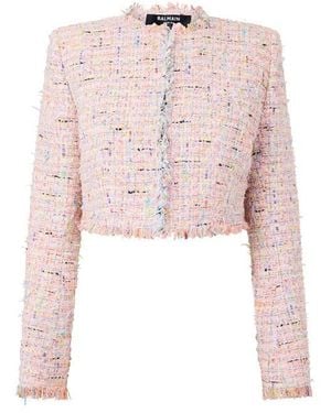 Balmain Tweed Blazer Ld63 - Pink