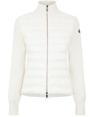 Moncler Down Padded Funnel Neck Long Sleeve Hybrid Jacket - White
