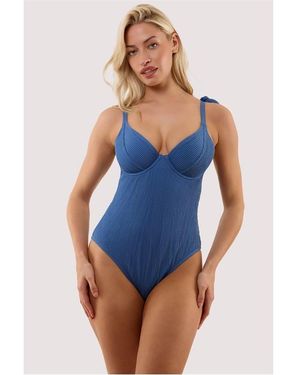 Peek & Beau Hattie Crinkle Underwired Swimsuit - Blue