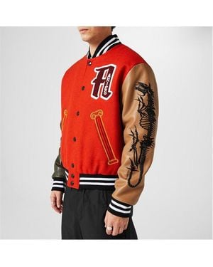 Aries Raww Varsity Jacket - Red