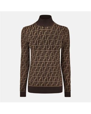 Fendi Ff Long Sleeve Jumper - Brown