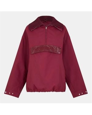 Gucci Techno Garbardine Caban Point Collar Long Sleeve Mid-Length Oversized Fit Rain Anorak - Purple