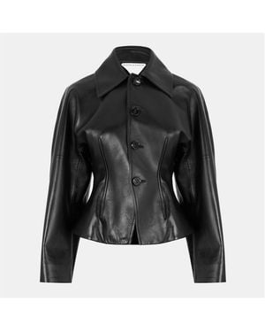 Bottega Veneta Short Leather Long Sleeve Jacket - Blue