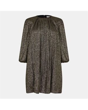 Chloé Balloon Sleeve Silk Blend Mini Dress - Grey