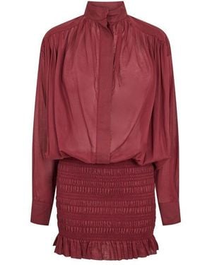 ANDAMANE Rania Smock Shirt Dress - Red