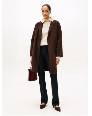 Tommy Hilfiger Belted Double-Breasted Tailored Fit Overcoat - Black