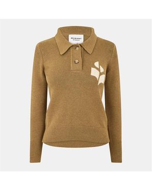 Isabel Marant Nola Long Sleeve Knitted Polo Shirt - Natural