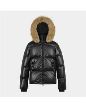 ARCTIC ARMY Puffer Og Hooded Long Sleeve Short Puffer Jacket - Black