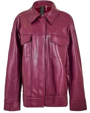 Norma Kamali Oversized-Fit Faux Leather Jacket - Purple