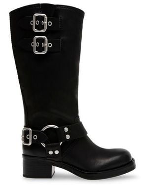 Steve Madden Eastern Motorcycle Boots With Block Heel - Black