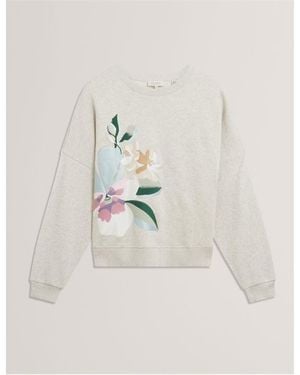 Ted Baker Embroidered Crew Sweatshirt - White