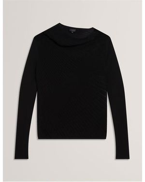 Ted Baker Long Sleeve Sheer Knitted Top - Black