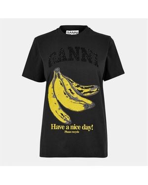 Ganni Banana Print T-Shirt - Black