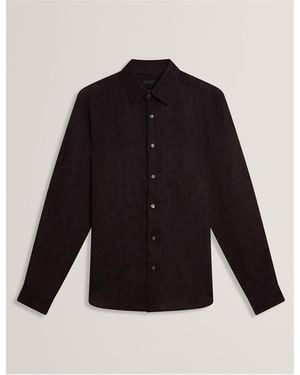 Ted Baker Floral Long-Sleeve Patterned Shirt - Black