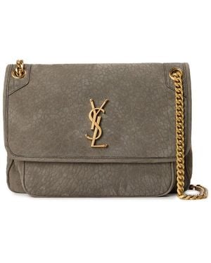 Saint Laurent Nubuck Niki Shoulder Bag - Grey