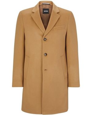 BOSS Hyde Tailored Fit Long Formal Coat - Natural
