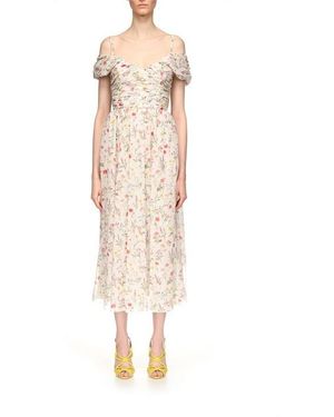 Giambattista Valli Silk Floral Midi Dress - Natural