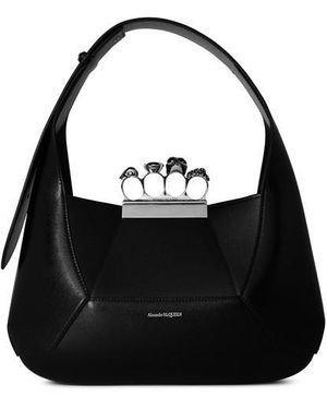 McQueen Jewelled Hobo Bag - Black