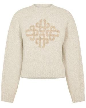The Couture Club Embellished Buckle Crew Neck Jumper - Natural