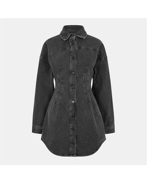 GOOD AMERICAN Shaped Denim Shirt Dress - Black