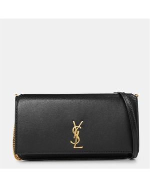 Saint Laurent Cassandre Phone Holder Wallet On Chain - Black