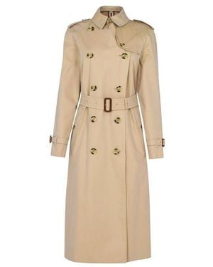 Burberry Waterloo Heritage Cotton Water Resistant Long Sleeve Double Breasted Trench Coat - Natural