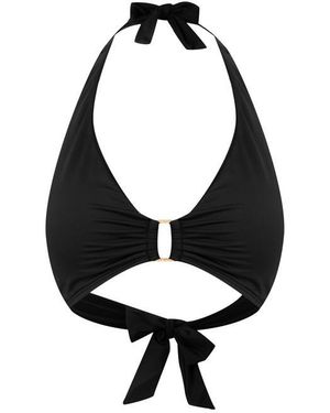 Ralph Lauren Ring-Front Halter Bikini Top - Black