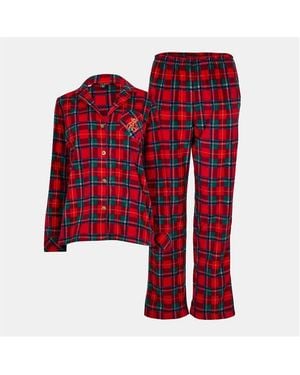 Ralph Lauren Fleece Long Sleeve Pyjama Sets - Red