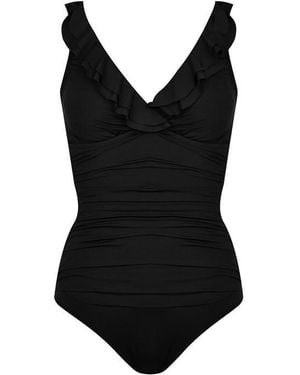 Ralph Lauren Ruffle-Trim One-Piece - Black