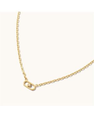 D.Louise Cz Paperclip Pendant Necklace - Metallic