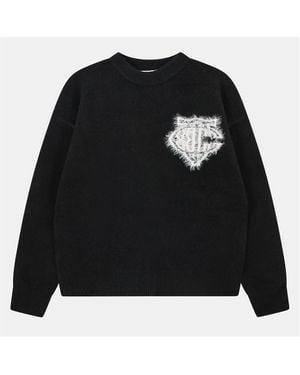 The Couture Club Fluffy Knit Crew Jumper - Black