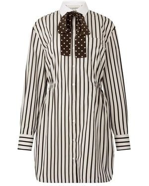 Valentino Val Stripe Dress Ld63 - Black