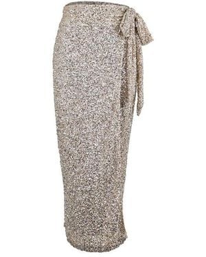Never Fully Dressed Jaspre Sequin Midi Skirt - Natural