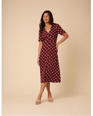 Nobody's Child Alexa Dot A-Line Dress - Red