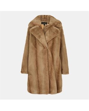 Donna Karan Faux Fur Relaxed Fit Teddy Coat - Natural