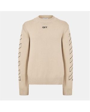 Off-White c/o Virgil Abloh Stitch Arrows Diagonal Knit Jumper - Natural