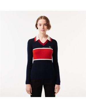 Lacoste Long-Sleeve Contrast T-Shirt - Red