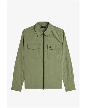 Fred Perry Long Sleeve Zip Overshirt - Green