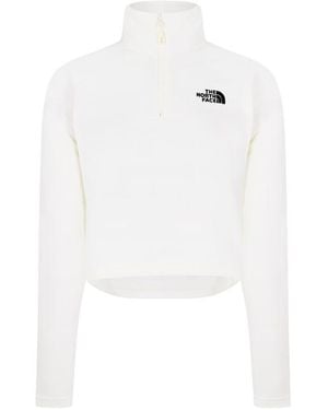 The North Face Glacier Quarter-Zip Crop Fleece Top - White