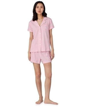 Ralph Lauren Short Sleeve Stripe Pyjama Set - Pink