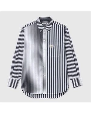 Lacoste X Bandier Striped Cotton Poplin Shirt - Blue