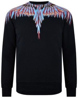 Marcelo Burlon Longline Wing Logo Crewneck Sweatshirt - Blue