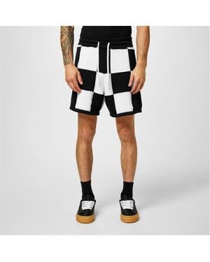 Cole Buxton Chequered Knit Shorts - Black