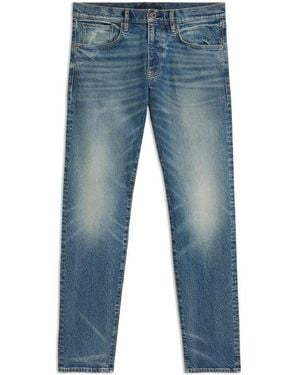 BOSS Mid Rise Distressed Cotton Slim Fit Jeans - Blue