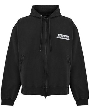 Balenciaga Bal Oversized Zip Hoodie - Blue